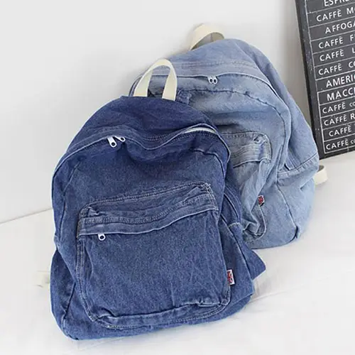  Classic Denim Backpack with Spacious Design and Casual Appeal